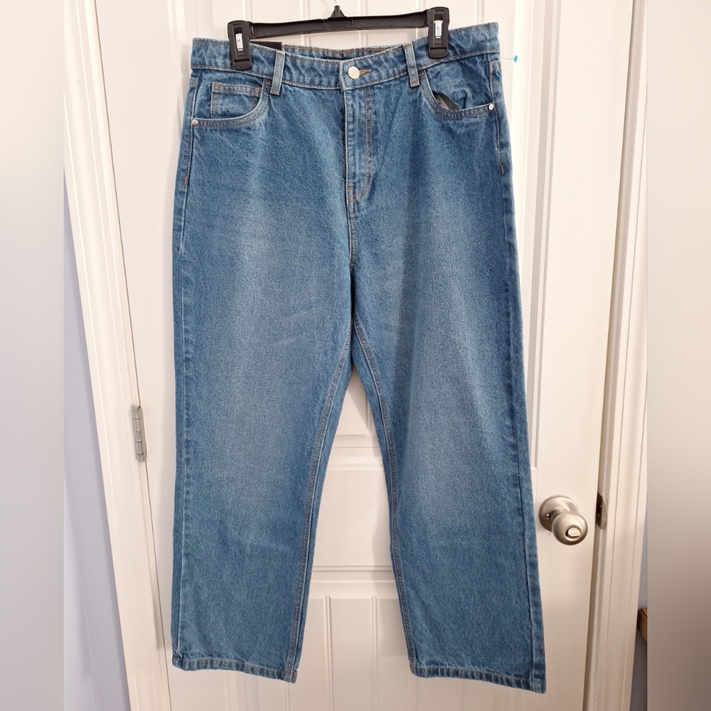 NWT Ginger Basics Womens Jeans Medium Wash High Rise Straight Leg Size 34